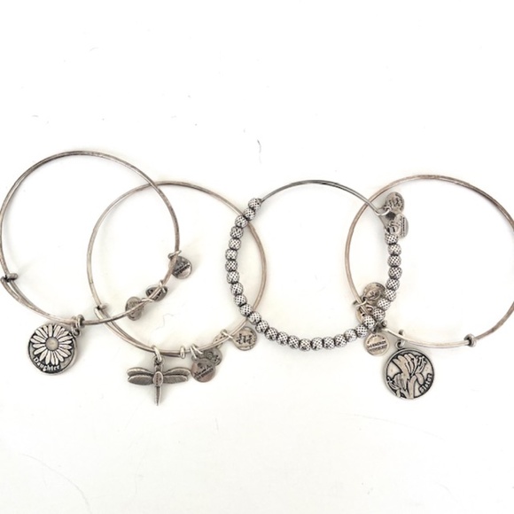Alex and Ani 4 silver Charmed Bracelets - Picture 2 of 5